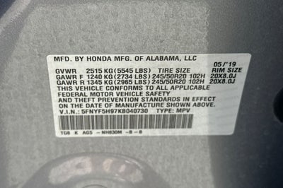 2019 Honda Pilot Touring 8 Passenger