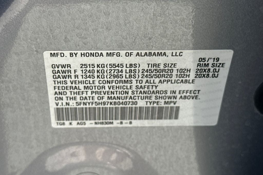 2019 Honda Pilot Touring 8 Passenger